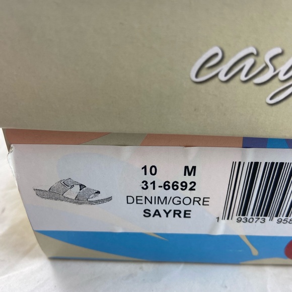 EASY STREET Sayre Woman’s Sandals Denim Round Toe Wedge Slip On Shoes 10 M. New - Picture 12 of 14